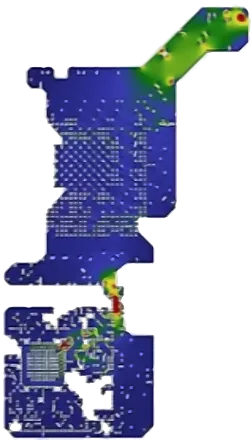 Current density map across the PCB power planes